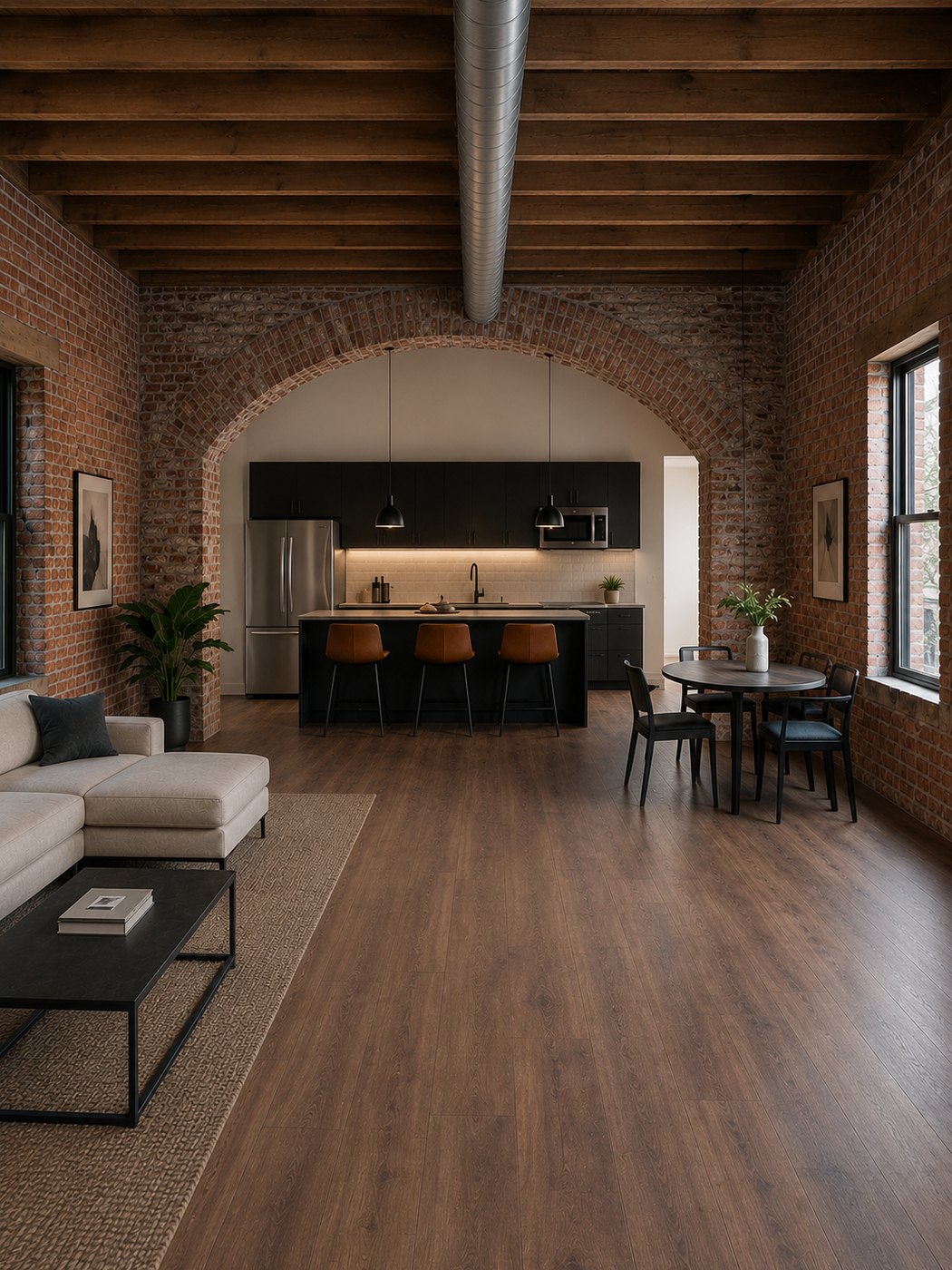 Second floor arch unit kitchen view